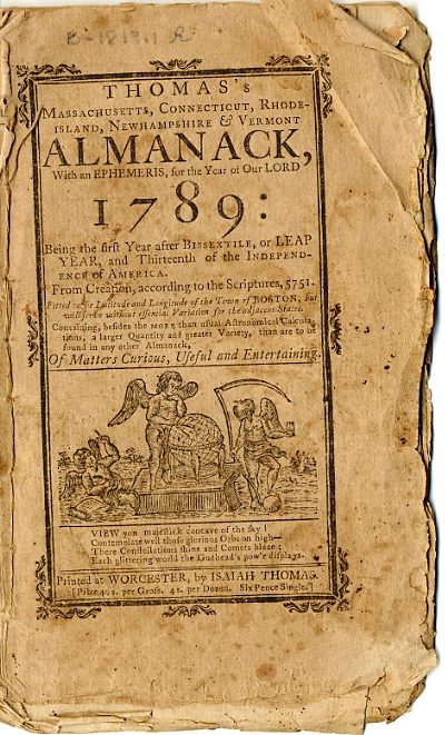Historical 19th century edition of The Old Farmer’s Almanac, first published in 1792